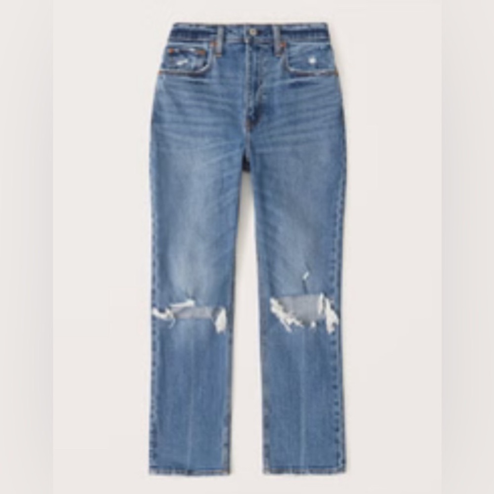A&F Curve Love Ultra High Rise Ankle Straight Jean